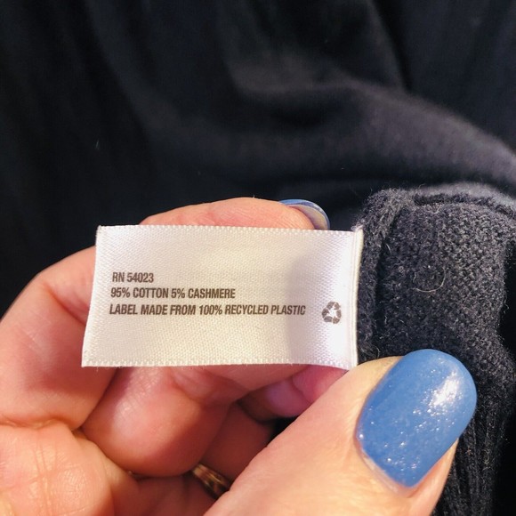 Men’s Gap Cashmere & Cotton Blend V-neck Dark Navy Blue Sweater Sz Large - Picture 4 of 10